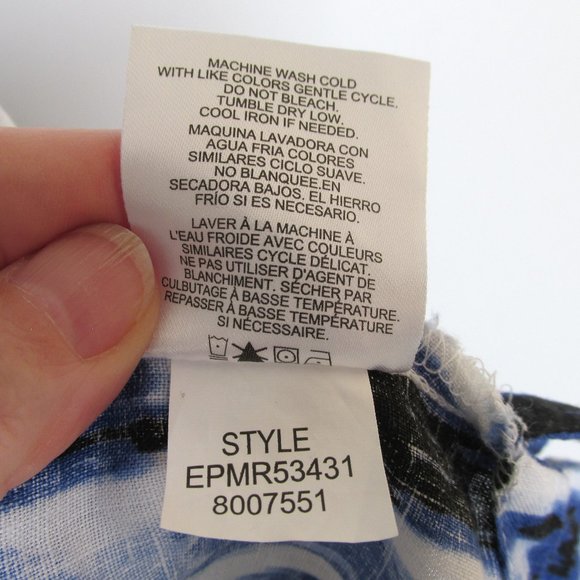 Ellen Tracy Blue & White Linen Zipper Tank Top - Picture 8 of 8